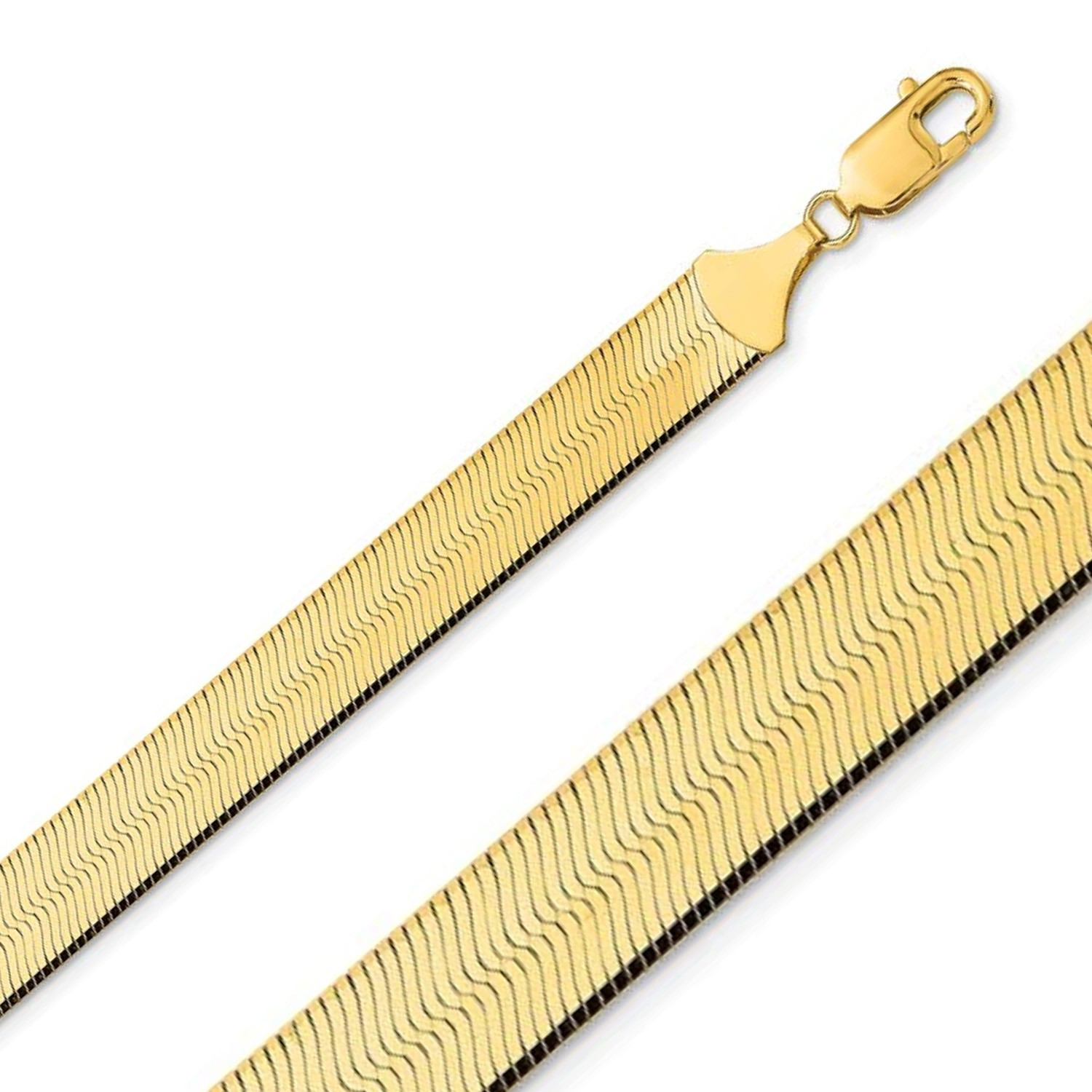 14k Gold 10mm Herringbone Chain 30 Inches